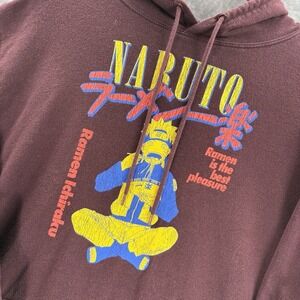 Naruto Shippuden Hoodie Ramen Ichiraku Anime Vintage 2002 Burgundy Size XL